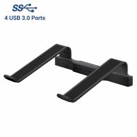 Non-Skid Laptop Stand with Built-in 4-Port USB 3.0 Hub, Black